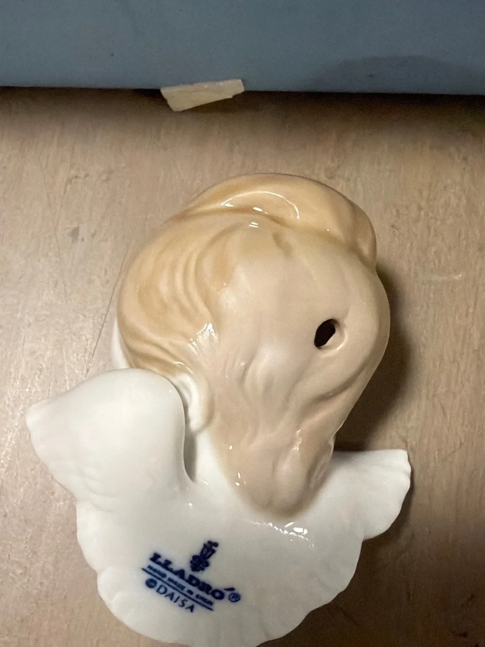Lladro Porcelain Cherub Head in White and Blonde